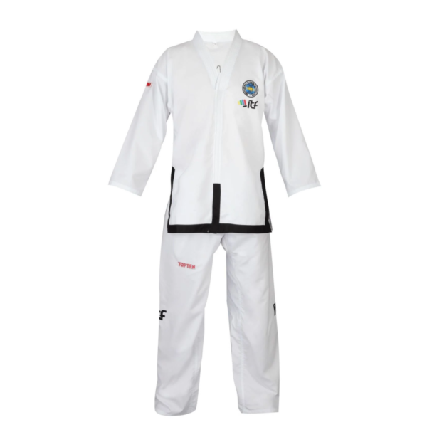 Dobok TOP TEN Master Diamond Zwarte Band ITF Approved Pak