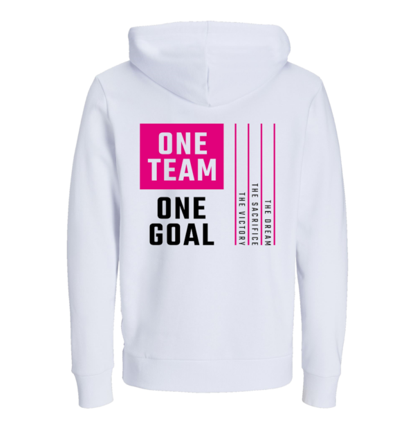 Witte hoodie achterkant one team