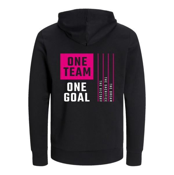 Zwarte hoodie achterkant one team