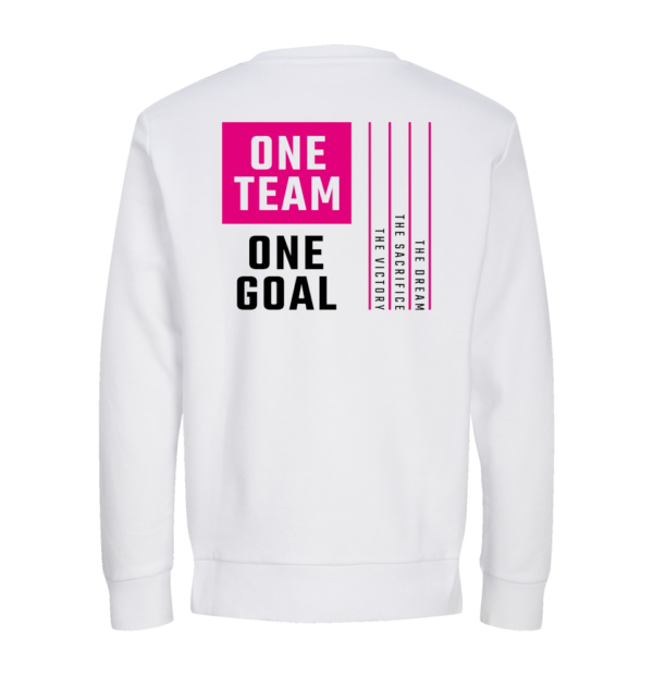 Witte sweater achterkant one team