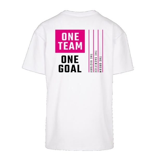 T-Shirt wit oversized achterkant one team