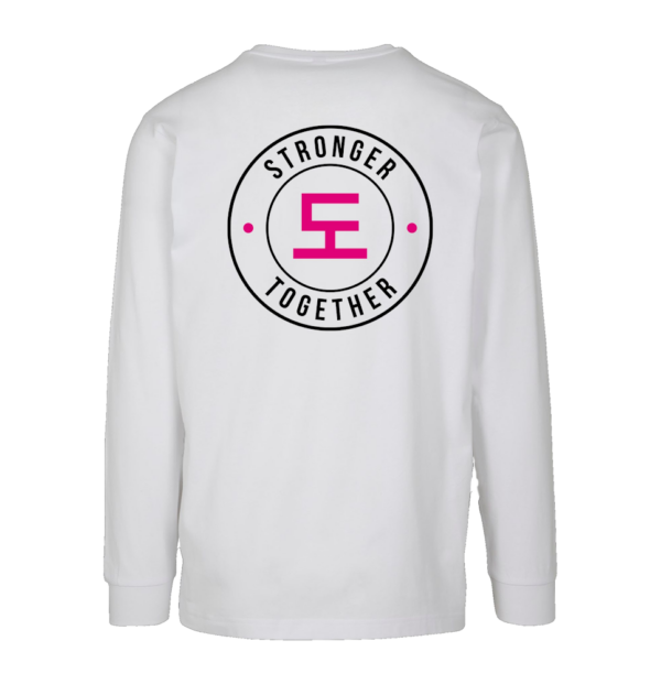 Wit long sleeve shirt achterkant strong together