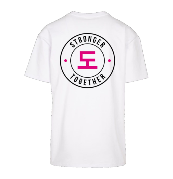 T-Shirt wit oversized achterkant stronger together