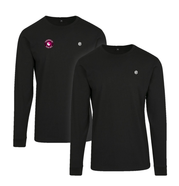 Zwarte long sleeve shirt voorkant met of zonder clublogo