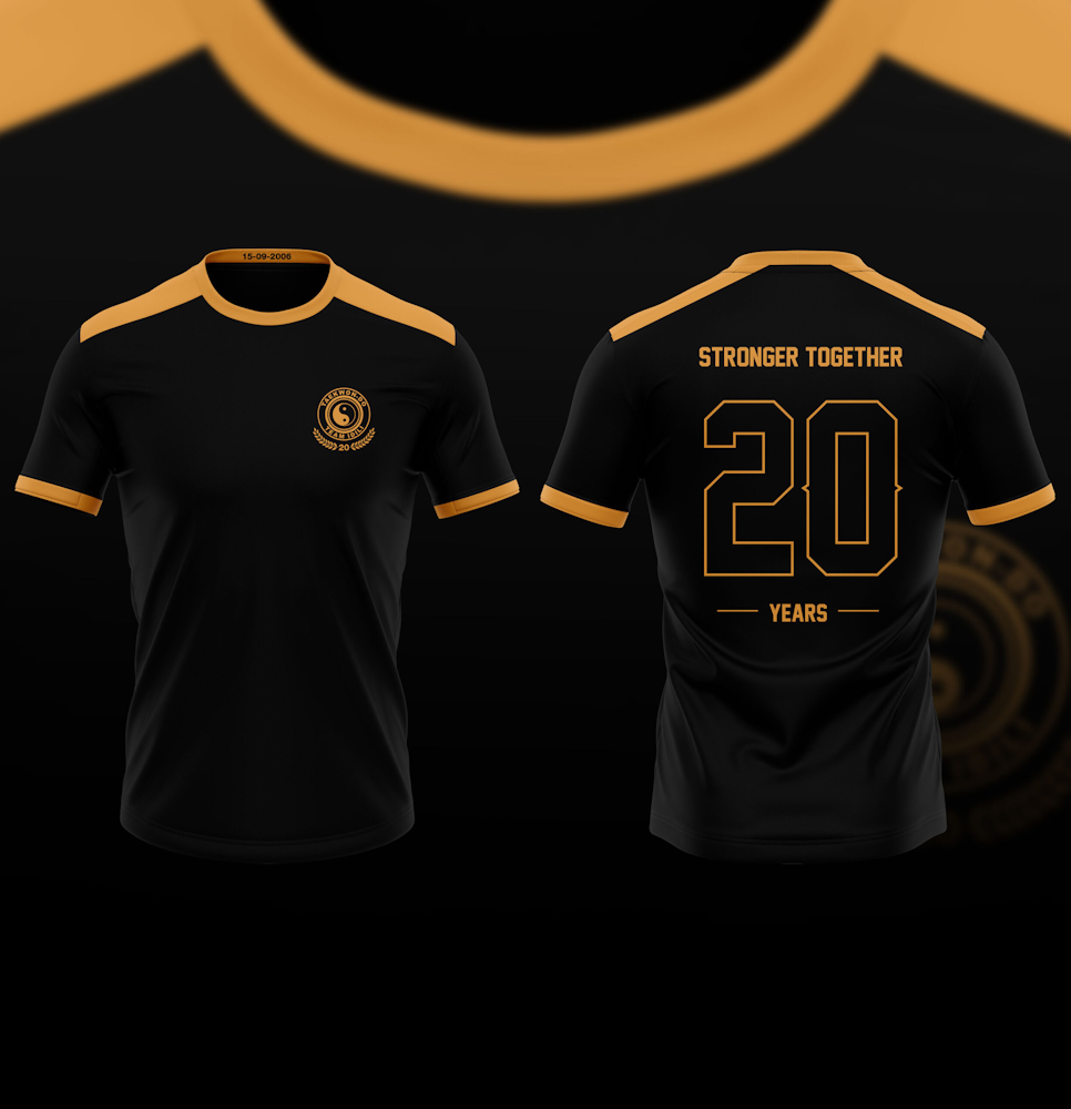 Clubshirt jubileum 20 jaar Limited Edition met zwarte achtergrond